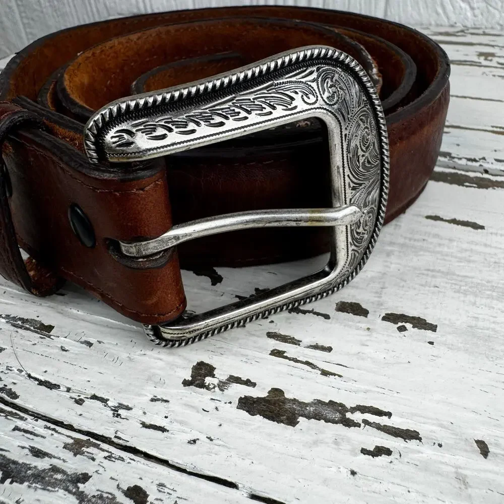 3D Belt Company Brown Genuine Leather Belt Made in Dominican Republic Size 44